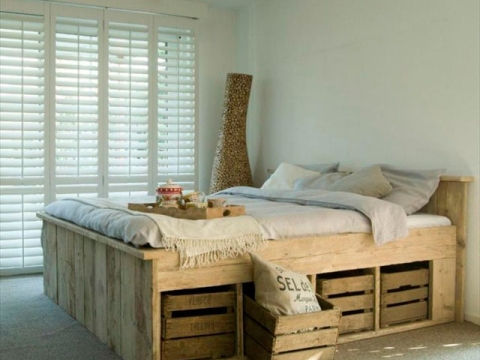 cama modelo Pepa: madera de pino, 4 cajones a ambos lados (fabricación a medida)
